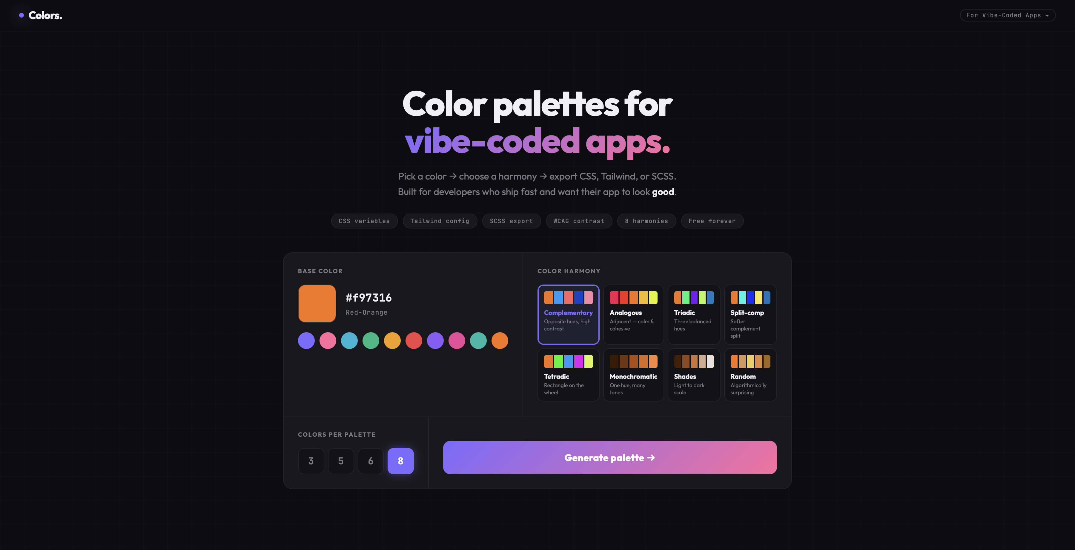 Colors. - Color Palette Generator for Vibe-Coded Apps